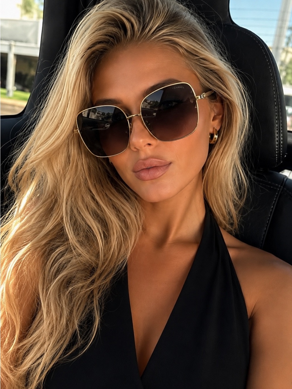 Jimmy Choo Rose Gold Frame Sunglasses with Dark Gradient Lenses